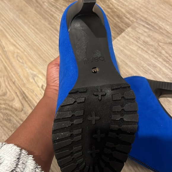 Bar III peep toe blue heels with zipper - Picture 3 of 3